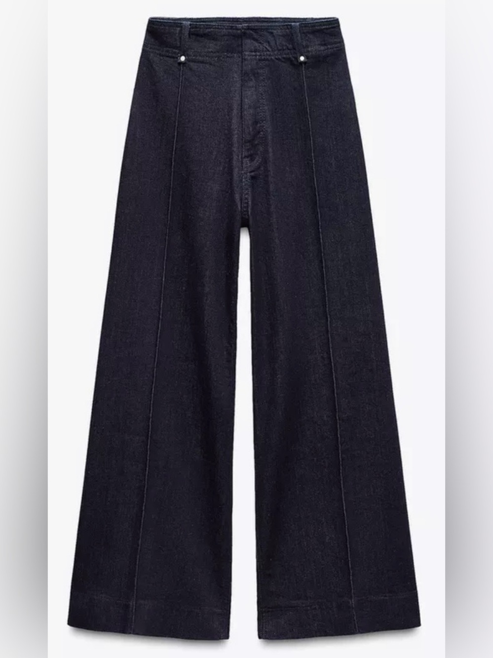 ZARA ZW COLLECTION Tailored Wide Leg Seamed Tailored Jeans Dark Blue Sz 2 NWOT